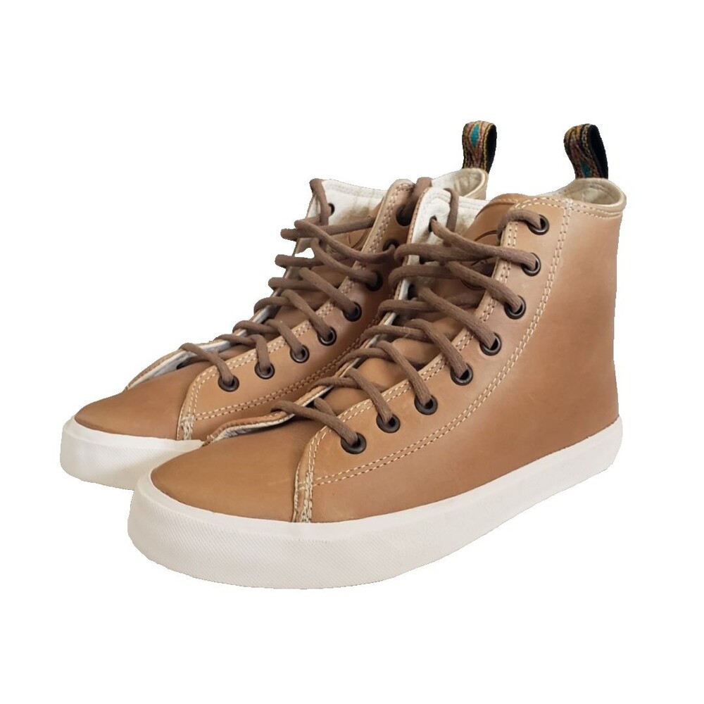 Inkkas Unisex Leather Ankle Boots High Top Brown Aztec Handmade Women's Size 8